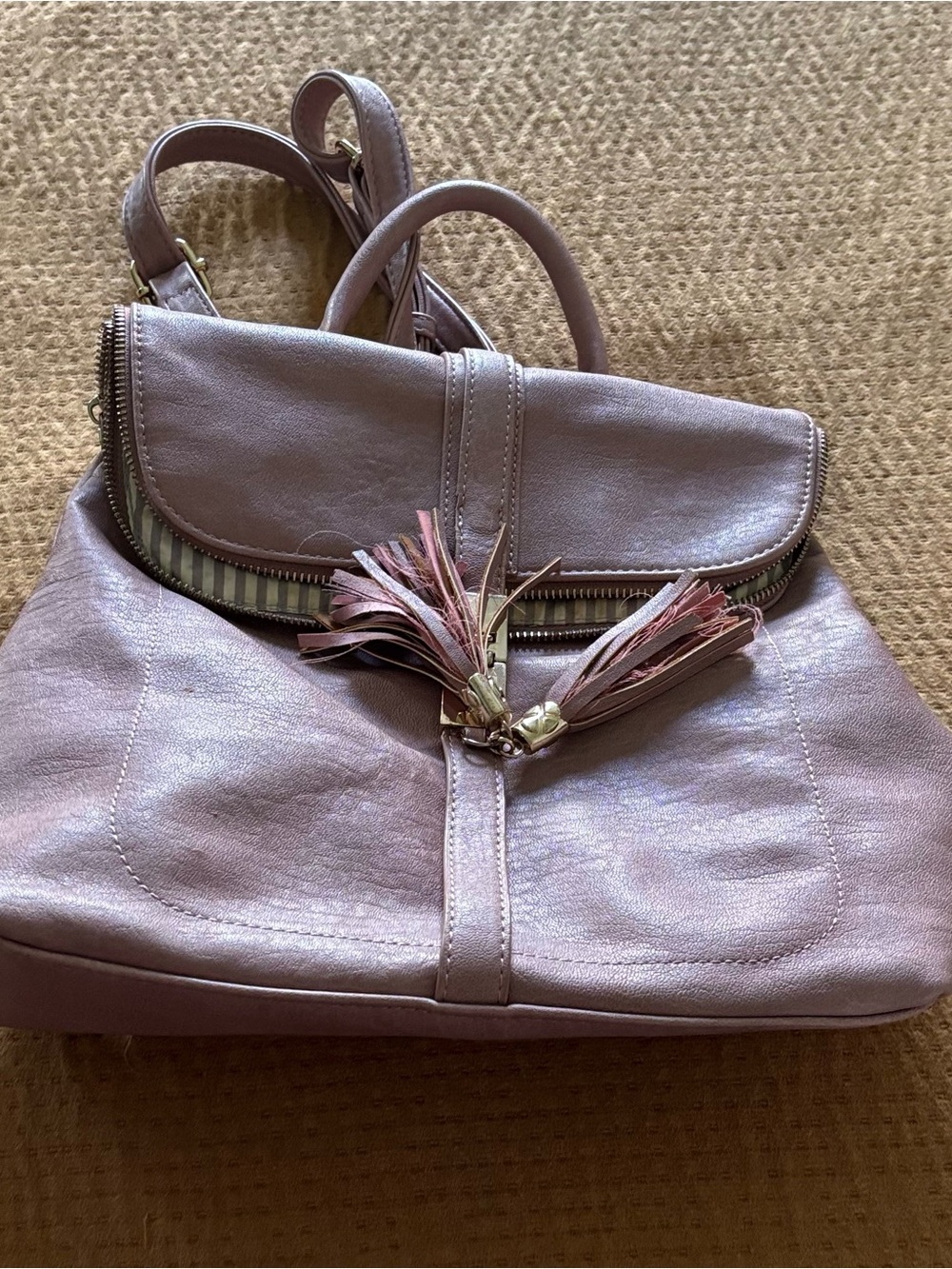 Miztique Dusty Pink Tassel Backpack